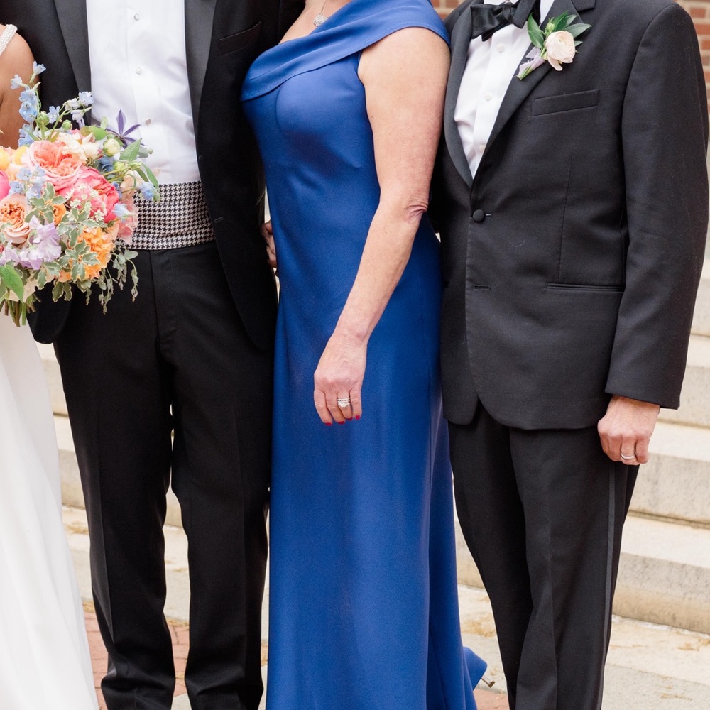 Elegant One-Shoulder Blue Dress - Picture 12 of 12